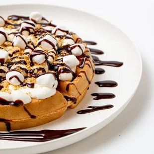 Combo 3. Mochi Waffle with Whipped Cream, graham cracker crumbs , Marshmallow &amp; Chocolate syrup.When you order all toppings will be on the s