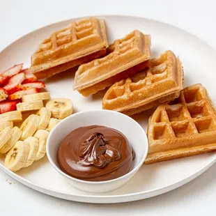 Combo 5. Mochi Waffle with fresh banana , strawberry &amp; Nutella.When you order all toppings will be on the side.