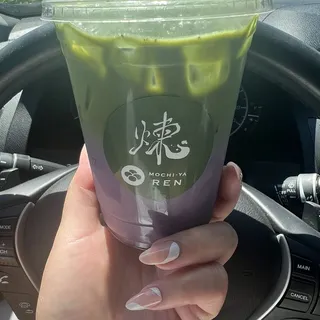 Blueberry matcha latte