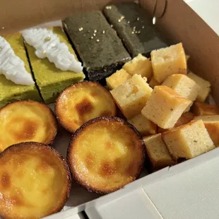 Pandan Haupia, Black Sesame Blondie, Mochi Tarts and Brown Butter Mochi Bites.