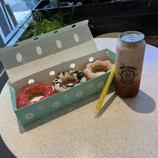 Raspberry, cookies and cream, original, and Thai tea