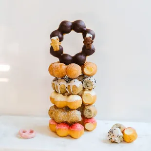 a tower of donuts