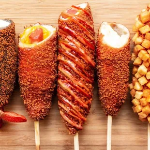 a row of mochons on a stick