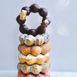 a stack of donuts