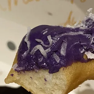 Ube and coconut topped mochinut