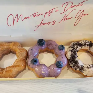 Pumpkin spice churros carmel, blueberry yogurt, and cookies &amp; cream