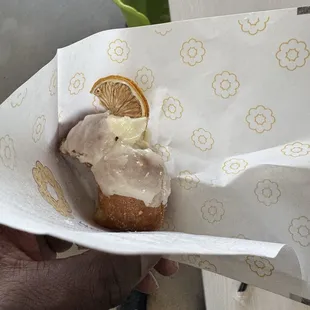 The lemon-filled doughnut was surprisingly tasty.