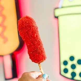 Hot Cheeto cheese corndog + chipotle dip