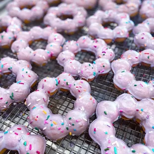pink frosted donuts with sprinkles