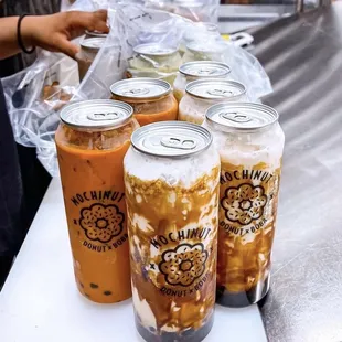 a line of iced drinks