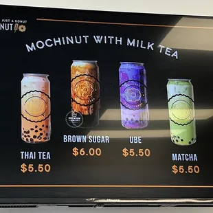 Milk tea menu