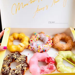 Half a dozen for $16: Mango, fruity pebbles, churros, Nutella , strawberry and Matcha!