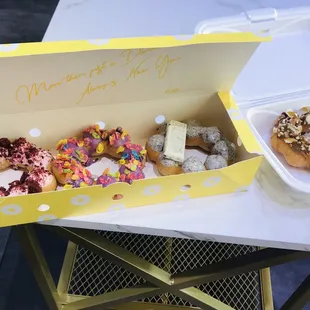 Red velvet, Ube, cookies n cream, and chocolate caramel almond