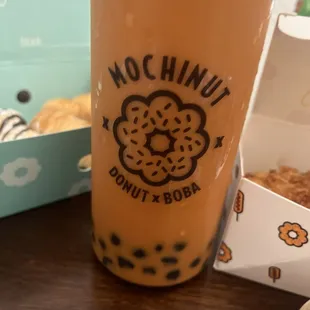 Thai tea, Boba. I think it was $5+