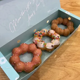 Left to right: strawberry, milky fruity pebbles, &amp; churro