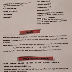 Updated Menu