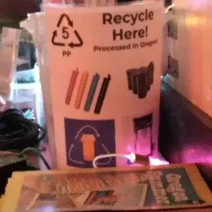 Bring you Recyclable #5 small platstics. Pill bottles, 35mm film cannisters ect