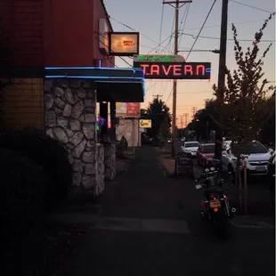 a motorcycle parked on the side of the road