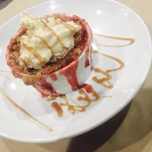 Strawberry Crumble with Salted Caramel Ice Cream.