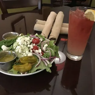Our Greek Salad and Strawberry Lemonade to cool you off!