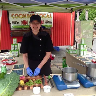 Chef Chrissy at the Fayetteville Farmer's Market demo.