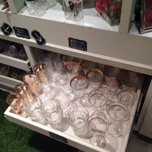 Loads of fantastic mid century modern cut  crystal and hand painted bar ware .  High balls , low balls , water and wine glasses .
