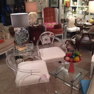 1950&apos;s lucite rolling chairs .