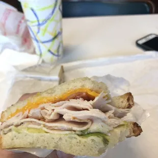 Grilled Turkey Bacon Cheese and Avocado on Sourdough