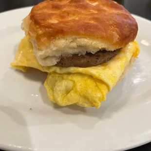 Egg, cheese and sausage biscuit