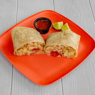 two burritos on a plate