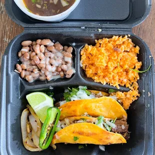 Two Birria Taco Plate, with consume on the side