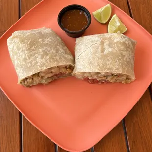 two burritos on a plate