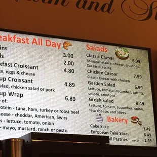 menu
