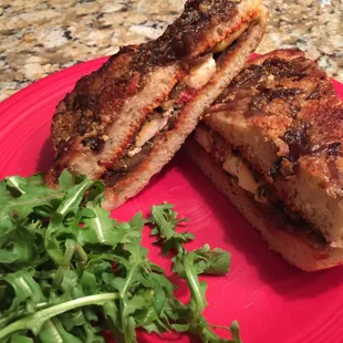 Eggplant sandwich was messy but full of flavor!