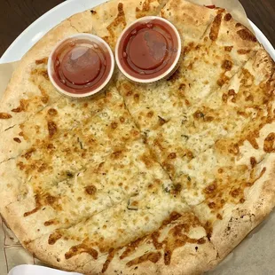 Cheesy Bread with marinara dipping sauce