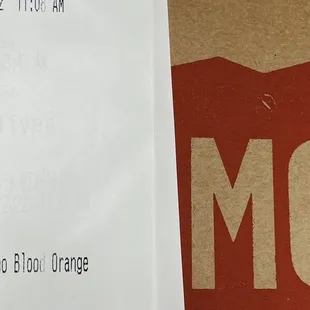 the receipt for the pizza