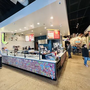 the interior of a modern restaurant