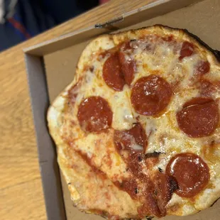 Kid sized pepperoni pizza CYO Pizza and Drink