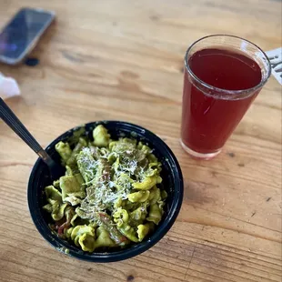 Vegan pesto and sangria cider, yum (instagram: jax.vegan.eats)