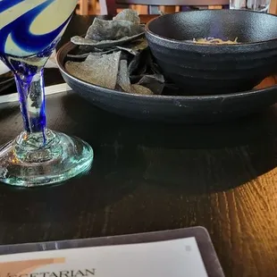 Cucumber margaritas with the flaming queso on the side