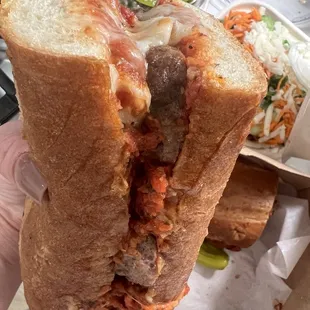 Meatball Parm Grinder w/ side salad and a Pistachio gelato!