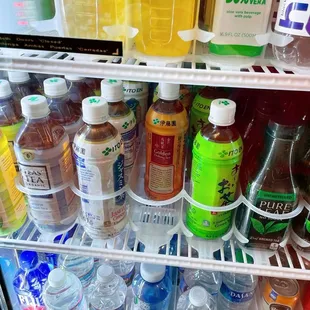 a refrigerator full of drinks