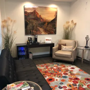 Front lobby/waiting area, water, coffee and tea is available to clients.