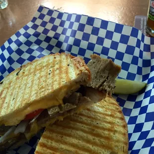 Gyro Melt - Grilled cheese Gyro with onions, tomatoes &amp; banana peppers - it&apos;s soooo yummy!