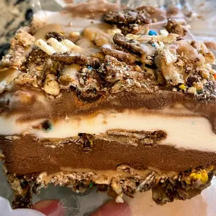 Salty peanut butter cake (?) square (?) Sold in their freezer for only $5 and had 4 slices out of it!