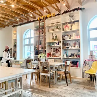 a kitchen and dining area