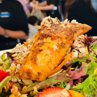 Salmon nuts and berries salad