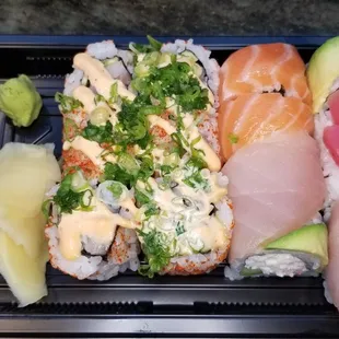 Spicy Yellowtail and Rainbow Rolls