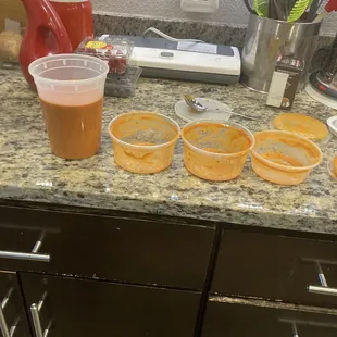 The quart container and the 3 little containers that they gave me.