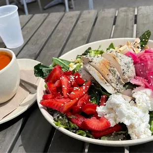 farmer 2.0 salad, tomato basil soup